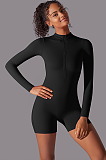 SUPER WHOLESALE | Zipped Yoga Romper(black)