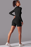 SUPER WHOLESALE | Zipped Yoga Romper(black)