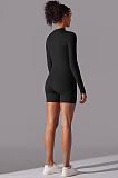 SUPER WHOLESALE | Zipped Yoga Romper(black)