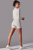 SUPER WHOLESALE | Zipped Yoga Romper(white)