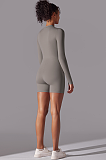 SUPER WHOLESALE | Zipped Yoga Romper(grey)