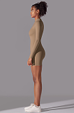 SUPER WHOLESALE | Zipped Yoga Romper(brown)