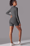 SUPER WHOLESALE | Zipped Yoga Romper(dark grey)