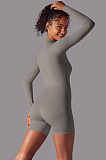 SUPER WHOLESALE | Zipped Yoga Romper(grey)