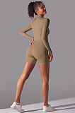 SUPER WHOLESALE | Zipped Yoga Romper(brown)