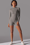 SUPER WHOLESALE | Zipped Yoga Romper(grey)