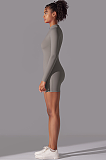 SUPER WHOLESALE | Zipped Yoga Romper(grey)