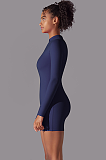 SUPER WHOLESALE | Zipped Yoga Romper(dark blue)