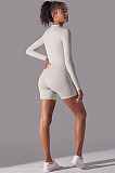 SUPER WHOLESALE | Zipped Yoga Romper(white)