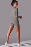 SUPER WHOLESALE | Zipped Yoga Romper(grey)