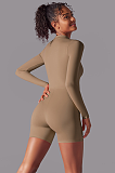 SUPER WHOLESALE | Zipped Yoga Romper(brown)