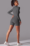 SUPER WHOLESALE | Zipped Yoga Romper(dark grey)