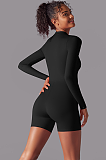 SUPER WHOLESALE | Zipped Yoga Romper(black)