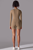 SUPER WHOLESALE | Zipped Yoga Romper(brown)