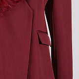 SUPER WHOLESALE | Mesh Flower Blazer Top ( Angora Red)