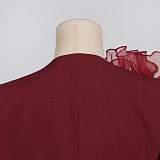 SUPER WHOLESALE | Mesh Flower Blazer Top ( Angora Red)