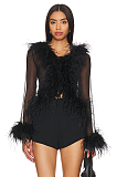 SUPER WHOLESALE| Feather See-through Top