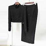 SUPER WHOLESALE | Beaded Fitted Skirt Set(long skirt)