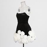 SUPER WHOLESALE | Ifama Strapless Flower Velvet Mini Dress
