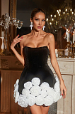 SUPER WHOLESALE | Ifama Strapless Flower Velvet Mini Dress