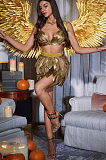 SUPER WHOLESALE | Eir Feather Trimmed Skirt Set