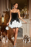 SUPER WHOLESALE | Ifama Strapless Flower Velvet Mini Dress