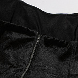 SUPER WHOLESALE | Ifama Strapless Flower Velvet Mini Dress