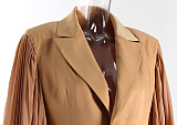 SUPER WHOLESALE | Patchwork Long Sleeves Blazer(brown)