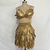 SUPER WHOLESALE | Eir Feather Trimmed Skirt Set