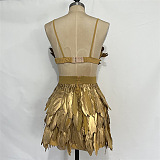 SUPER WHOLESALE | Eir Feather Trimmed Skirt Set