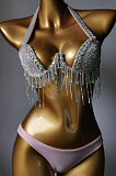 SUPER WHOLESALE | Fringe Halter Bikini Set(pink)