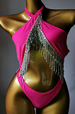 SUPER WHOLESALE | Fringe Halter Bikini Set(rose)