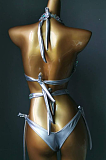 SUPER WHOLESALE | Cut-out Halter Bikini Set (gold)