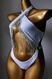 SUPER WHOLESALE | Fringe Halter Bikini Set(white)