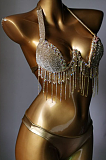 SUPER WHOLESALE | Fringe Halter Bikini Set(gold)