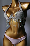 SUPER WHOLESALE | Fringe Halter Bikini Set(pink)