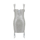 SUPER WHOLESALE | Lace Up Bling Bling Tank Dress