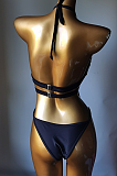 SUPER WHOLESALE | Cut-out Halter Bikini Set (black)