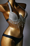 SUPER WHOLESALE | Fringe Halter Bikini Set(black)