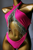 SUPER WHOLESALE | Fringe Halter Bikini Set(rose)