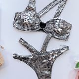 SUPER WHOLESALE | Gold-foil Fabric Swimsuit(silver)