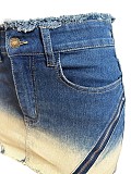 SUPER WHOLESALE |  Zipped Stretch Skirt(blue)