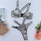SUPER WHOLESALE | Gold-foil Fabric Swimsuit(silver)