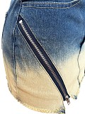 SUPER WHOLESALE |  Zipped Stretch Skirt(blue)