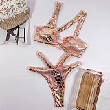 SUPER WHOLESALE | Gold-foil Fabric Swimsuit(pink)