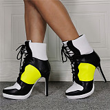 SUPER WHOLESALE |  Lace Up Ankle Boots in Yellow & White