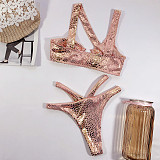 SUPER WHOLESALE | Gold-foil Fabric Swimsuit(pink)