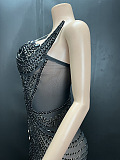 SUPER WHOLESALE |  Cocktail Beaded Maxi Dress(dress,fan,feather scarf)