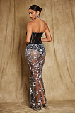 SUPER WHOLESALE |  Strapless Flower Sequin Maxi Dress