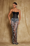 SUPER WHOLESALE |  Strapless Flower Sequin Maxi Dress